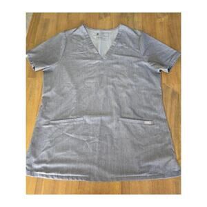 Figs Woman's Large Catarina One-Pocket Scrub Top Graphite